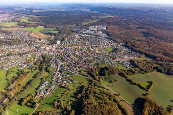 Vue aérienne de Ville vue de l'ouest à le quartier Eichelscheiderhof in Waldmohr dans le département Rhénanie-Palatinat, Allemagne