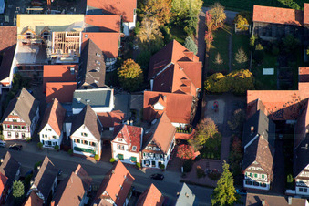 Vue aérienne de Chantier de construction de l'extension de l'hôtel Krone à le quartier Hayna in Herxheim bei Landau dans le département Rhénanie-Palatinat, Allemagne