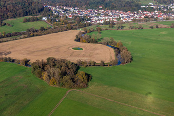 Vue aérienne de Plaines inondables sur la Blies à le quartier Bierbach in Blieskastel dans le département Sarre, Allemagne