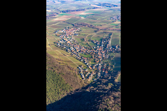 Vue aérienne de Village au bord du Haardt vu du sud-ouest à le quartier Pleisweiler in Pleisweiler-Oberhofen dans le département Rhénanie-Palatinat, Allemagne