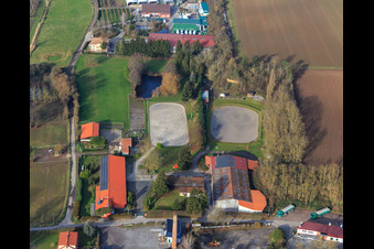Vue aérienne de Ferme équestre sur Langgasserweg à Herxheim bei Landau dans le département Rhénanie-Palatinat, Allemagne