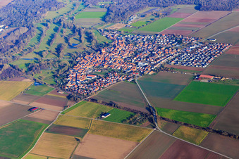 Vue aérienne de Vue de la ville depuis le sud-ouest à Steinweiler dans le département Rhénanie-Palatinat, Allemagne