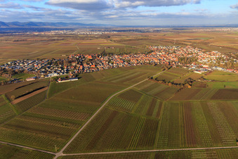 Vue aérienne de Vue de la ville depuis le sud à Insheim dans le département Rhénanie-Palatinat, Allemagne