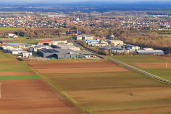 Vue aérienne de Parc industriel Ouest II vu de l'ouest à Herxheim bei Landau dans le département Rhénanie-Palatinat, Allemagne