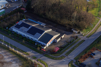 Vue aérienne de Boucherie Freier GmbH à le quartier Minderslachen in Kandel dans le département Rhénanie-Palatinat, Allemagne