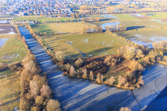 Vue aérienne de Fossé antichar gelé au bord du Bienwald à Steinfeld dans le département Rhénanie-Palatinat, Allemagne