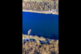 Vue aérienne de Ferry du Rhin à Leopoldshafen à Leimersheim dans le département Rhénanie-Palatinat, Allemagne