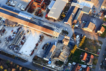 Vue aérienne de Niemann Béton Léger GmbH à le quartier Friedrichstal in Stutensee dans le département Bade-Wurtemberg, Allemagne
