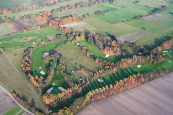 Vue aérienne de Terrain du parcours de golf du Golf Club Pfalz à le quartier Geinsheim in Neustadt an der Weinstraße dans le département Rhénanie-Palatinat, Allemagne