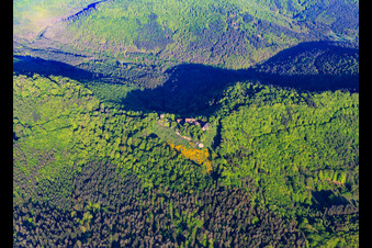 Vue aérienne de CHÂTEAU DU HUNEBOURG vu de l'est à Dossenheim-sur-Zinsel dans le département Bas Rhin, France