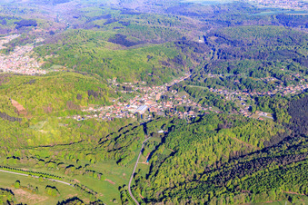 Vue aérienne de Vue d'ensemble des Vosges du Nord le matin depuis le sud-est à Meisenthal dans le département Moselle, France