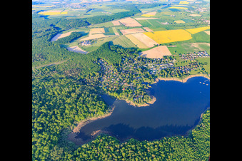 Vue aérienne de Vue du village à l'Étang des femmes à Langatte dans le département Moselle, France