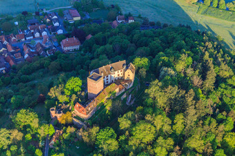 Vue oblique de Château et parc du château Gamburg à le quartier Gamburg in Werbach dans le département Bade-Wurtemberg, Allemagne