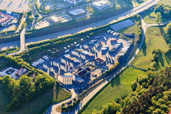 Vue aérienne de MAXI relais routier Wertheim sur l'A3 à le quartier Bettingen in Wertheim dans le département Bade-Wurtemberg, Allemagne