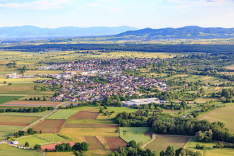 Vue aérienne de Vue du nord à le quartier Niederhausen in Rheinhausen dans le département Bade-Wurtemberg, Allemagne