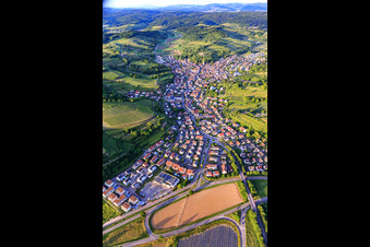 Vue aérienne de Vue du village viticole depuis le sud-ouest à Malterdingen dans le département Bade-Wurtemberg, Allemagne