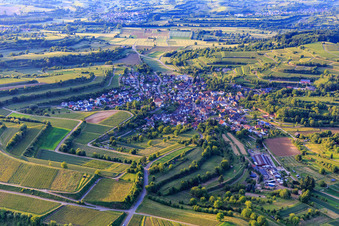 Vue aérienne de Vue du village viticole depuis le nord-est à Malterdingen dans le département Bade-Wurtemberg, Allemagne