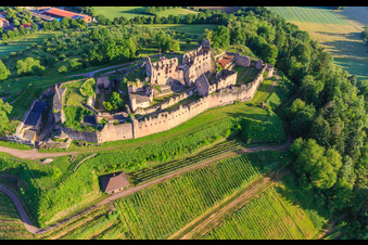 Ruines de la forteresse de Hochburg près de Emmendingen depuis l'est à le quartier Windenreute in Emmendingen dans le département Bade-Wurtemberg, Allemagne d'en haut