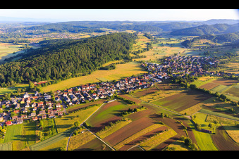 Vue aérienne de Vue d'ensemble du village depuis le sud-est à Sexau dans le département Bade-Wurtemberg, Allemagne