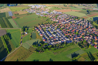 Vue aérienne de Grue à hélice MBG à le quartier Lörch in Sexau dans le département Bade-Wurtemberg, Allemagne