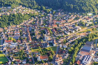 Vue aérienne de Vue de la ville depuis le sud à le quartier Kollnau in Waldkirch dans le département Bade-Wurtemberg, Allemagne