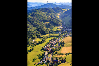 Vue aérienne de Quartiers d'Oberprechtal et de Prinzbachhof à le quartier Dorf in Elzach dans le département Bade-Wurtemberg, Allemagne