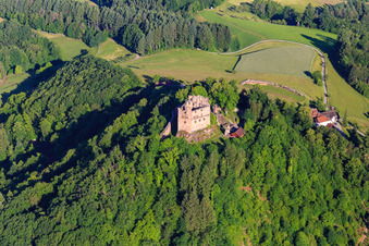 Photographie aérienne de Ruines du château de Hohengeroldseck sur le Schloßberg depuis le sud à Seelbach dans le département Bade-Wurtemberg, Allemagne