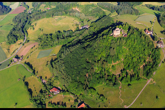 Vue oblique de Ruines du château de Hohengeroldseck sur le Schloßberg depuis le sud à Seelbach dans le département Bade-Wurtemberg, Allemagne