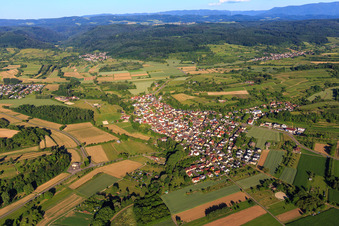 Vue aérienne de Vue de la ville depuis le nord-est à le quartier Wagenstadt in Herbolzheim dans le département Bade-Wurtemberg, Allemagne