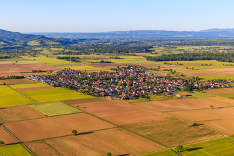 Vue aérienne de Vue du village depuis le sud-ouest à le quartier Gündlingen in Breisach am Rhein dans le département Bade-Wurtemberg, Allemagne