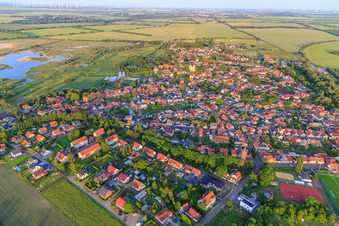 Vue aérienne de Vue d'ensemble de la ville depuis l'ouest à le quartier Frose in Seeland dans le département Saxe-Anhalt, Allemagne