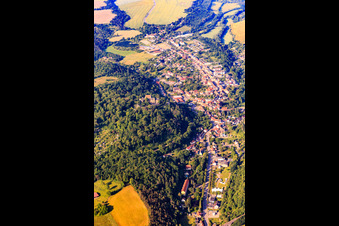 Photographie aérienne de Vue de la ville depuis le nord avec le château Mansfeld à Mansfeld dans le département Saxe-Anhalt, Allemagne