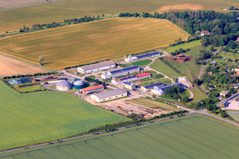 Vue aérienne de Élevage de poulets Quenstedt et usine de biogaz Quenstedt - BALANCE Renewable Energies GmbH à le quartier Quenstedt in Arnstein dans le département Saxe-Anhalt, Allemagne