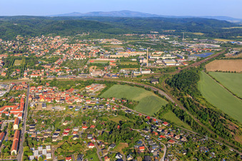 Vue aérienne de Gleisdreieck à Blankenburg dans le département Saxe-Anhalt, Allemagne