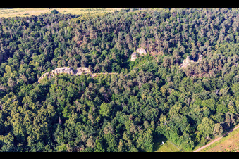 Photographie aérienne de Rochers à cinq doigts et ombres des sorcières, Klusfelsen à Halberstadt dans le département Saxe-Anhalt, Allemagne