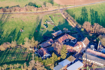 Moulin Schaidter à le quartier Schaidt in Wörth am Rhein dans le département Rhénanie-Palatinat, Allemagne vu d'un drone
