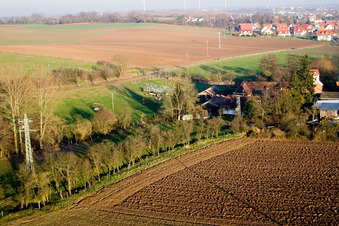 Moulin Schaidter à le quartier Schaidt in Wörth am Rhein dans le département Rhénanie-Palatinat, Allemagne vue d'en haut
