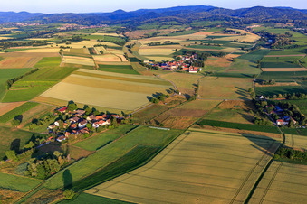 Vue aérienne de Congrégations mennonites de l'Est à le quartier Deutschhof in Kapellen-Drusweiler dans le département Rhénanie-Palatinat, Allemagne