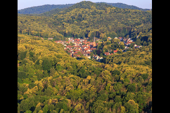 Vue aérienne de Vue du village depuis l'est à Dörrenbach dans le département Rhénanie-Palatinat, Allemagne