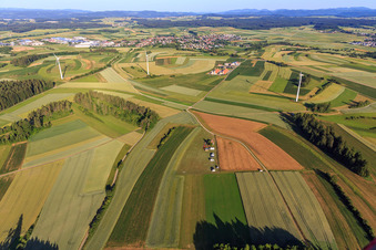 Vue aérienne de Site d'atterrissage spécial paramoteur à le quartier Waldmössingen in Schramberg dans le département Bade-Wurtemberg, Allemagne