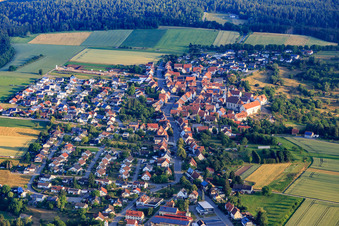 Vue aérienne de Centre-ville historique vu du sud avec l'église Saint-Marc, le monastère et l'école primaire à le quartier Binsdorf in Geislingen dans le département Bade-Wurtemberg, Allemagne