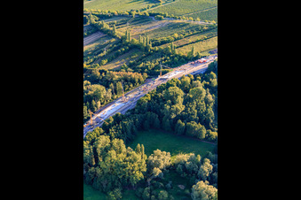 Vue aérienne de Chantier permanent pour l'élargissement à quatre voies de la B10 à le quartier Godramstein in Landau in der Pfalz dans le département Rhénanie-Palatinat, Allemagne