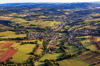 Vue aérienne de Du nord-ouest à le quartier Bubach-Calmesweiler in Eppelborn dans le département Sarre, Allemagne