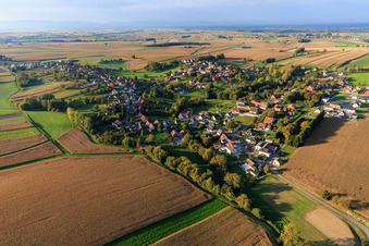 Vue aérienne de Du sud à Eberbach-Seltz dans le département Bas Rhin, France