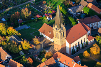 Photographie aérienne de Église Saint-Martin à Steinweiler dans le département Rhénanie-Palatinat, Allemagne