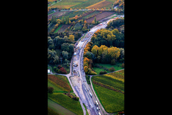 Vue aérienne de Chantier pour l'élargissement à quatre voies de la B10 au niveau du pont de Queich à le quartier Godramstein in Landau in der Pfalz dans le département Rhénanie-Palatinat, Allemagne