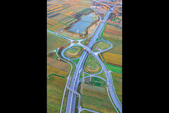 Vue aérienne de Tracé de la B10 en direction de O à l'échangeur Landau/Edesheim à Landau in der Pfalz dans le département Rhénanie-Palatinat, Allemagne
