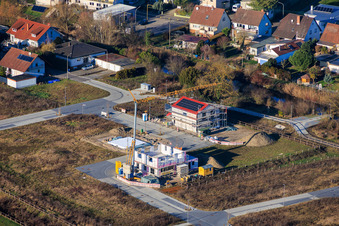 Vue oblique de Nouvelle zone de développement entre Michelsbach et Fischmal à Leimersheim dans le département Rhénanie-Palatinat, Allemagne