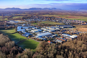 Vue aérienne de Zone industrielle de Große Ahlmühle à Wörth am Rhein dans le département Rhénanie-Palatinat, Allemagne
