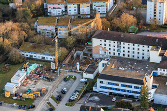 Vue aérienne de Chantier de construction pour l'agrandissement de l'Asklepios Südpfalzklinik Kandel à Kandel dans le département Rhénanie-Palatinat, Allemagne